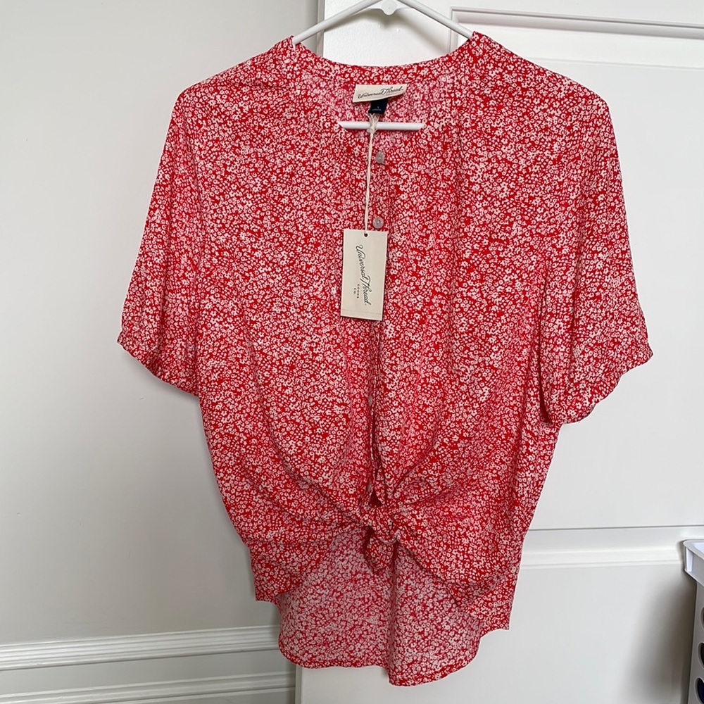 Button up floral tie top